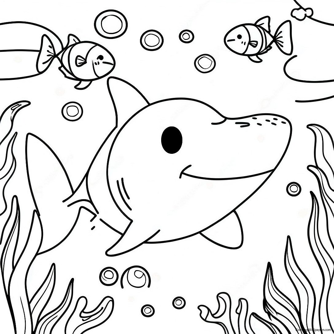 Friendly Shark Swimming Coloring Page 25213