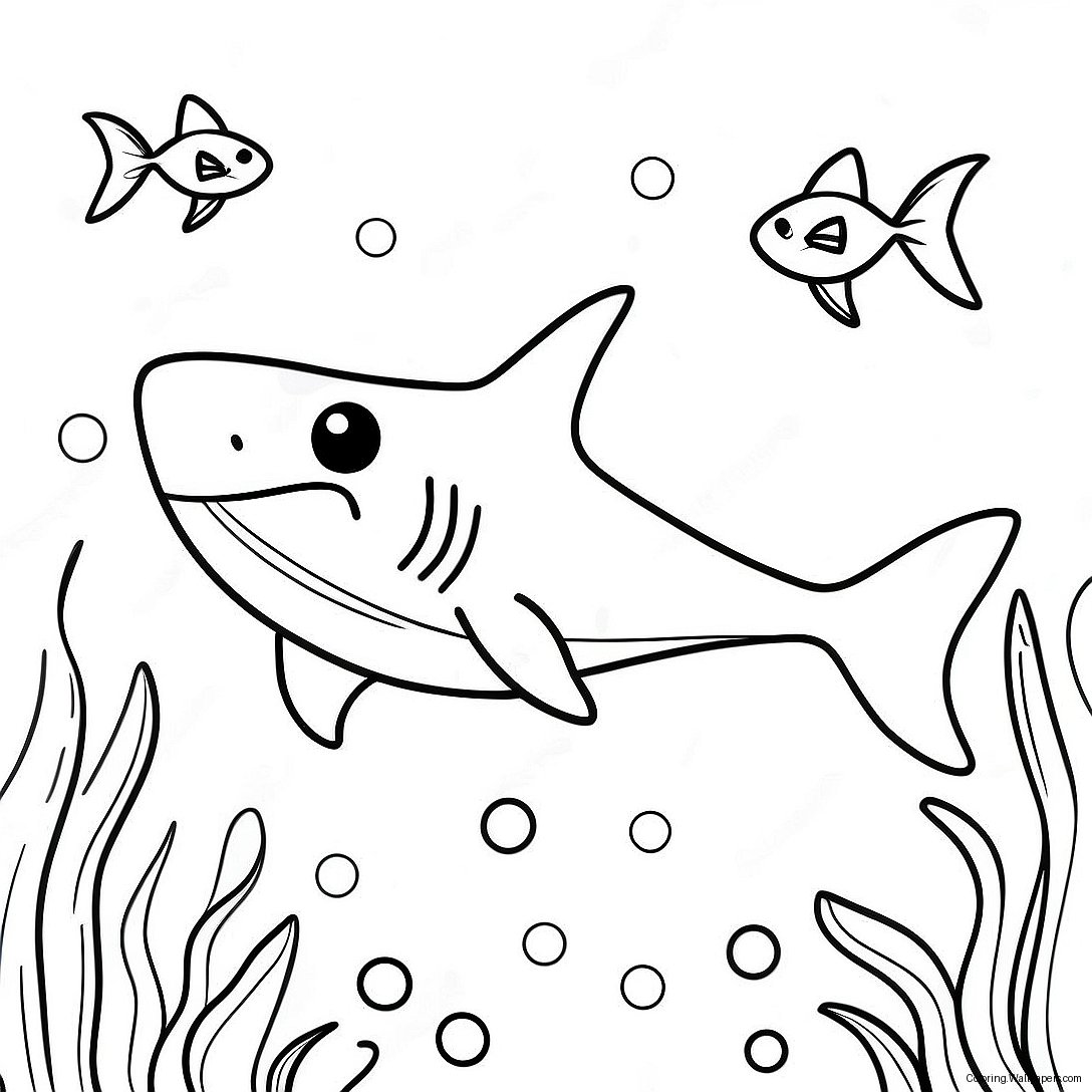 Friendly Shark Swimming Coloring Page 25216