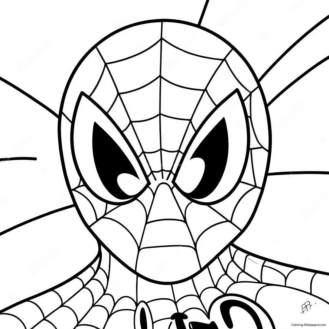 Friendly Spiderman Face Coloring Page 17497