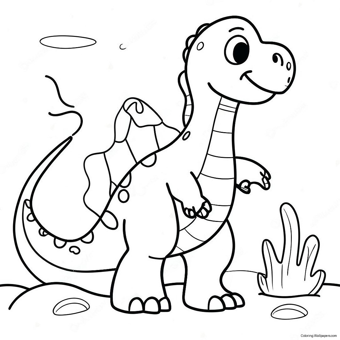 Friendly Water Dinosaur Coloring Page 23390