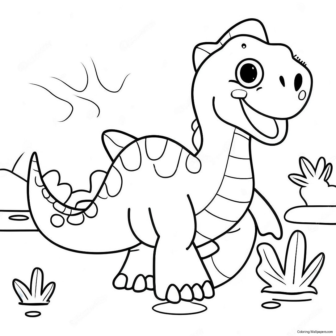 Friendly Water Dinosaur Coloring Page 23391