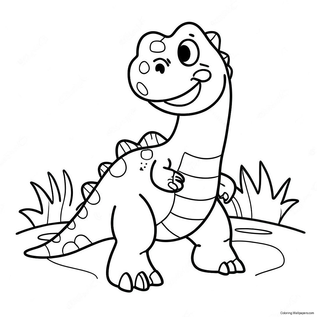 Friendly Water Dinosaur Coloring Page 23392