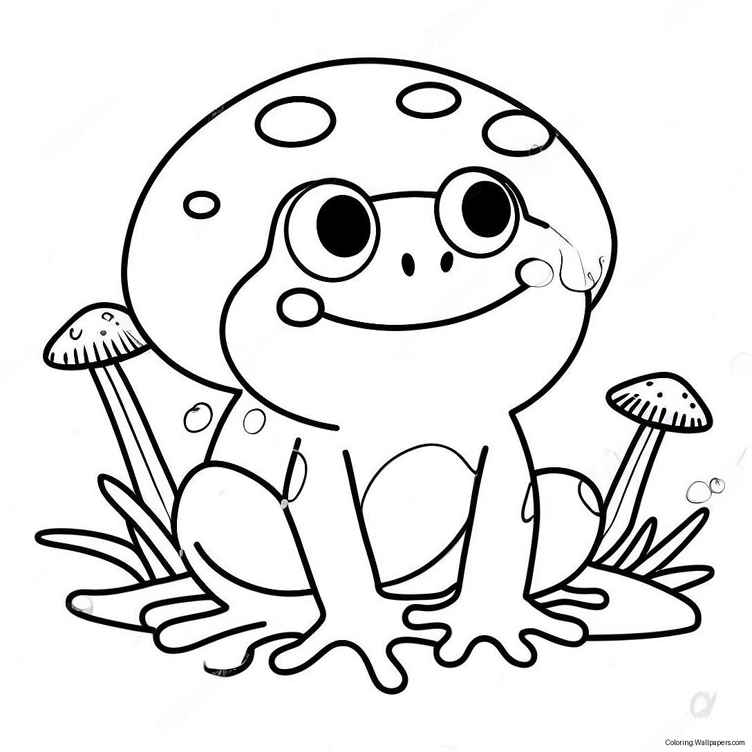 Frog And Mushroom Coloring Page 12976