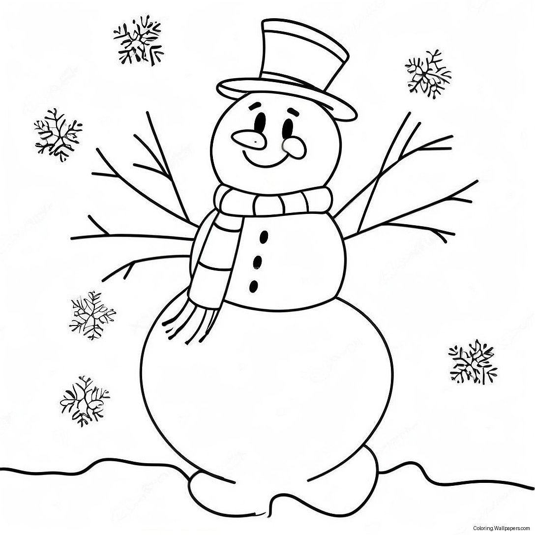 Frostiger Schneemann Ausmalbild 3814