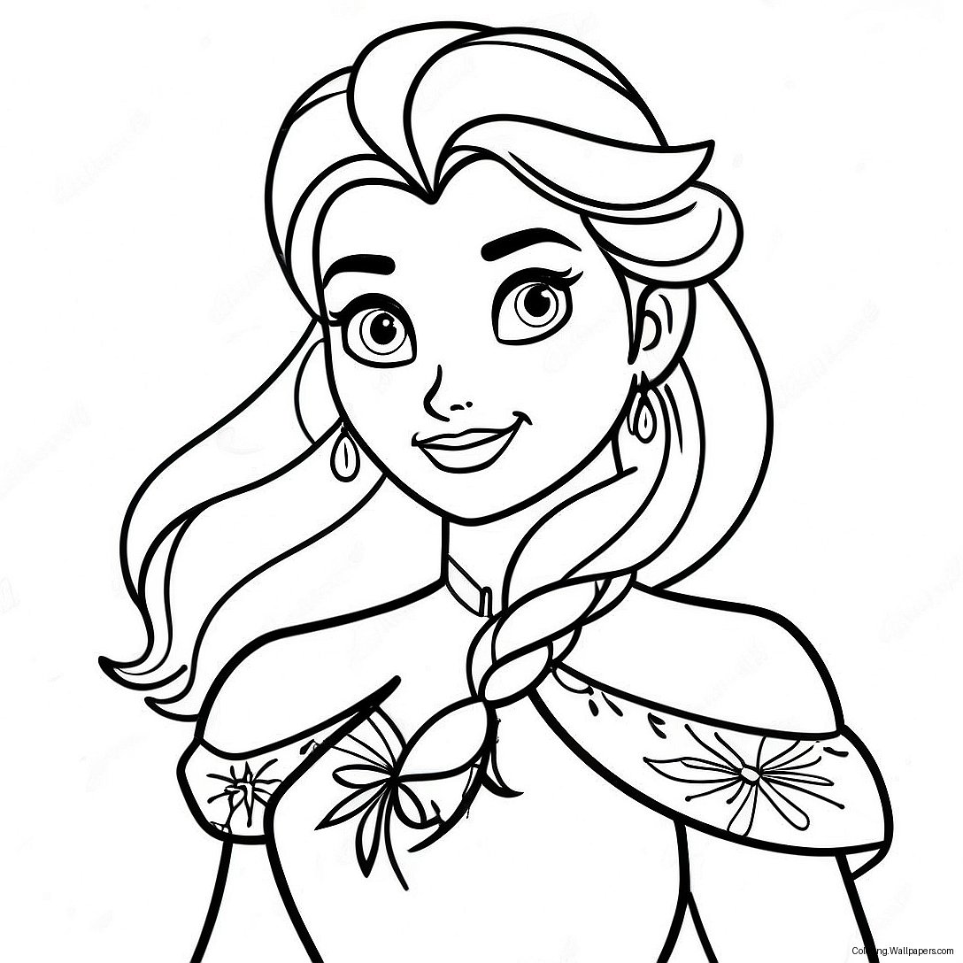 Página Para Colorir Da Elsa De Frozen 2 Com Cabelo Solto 11596