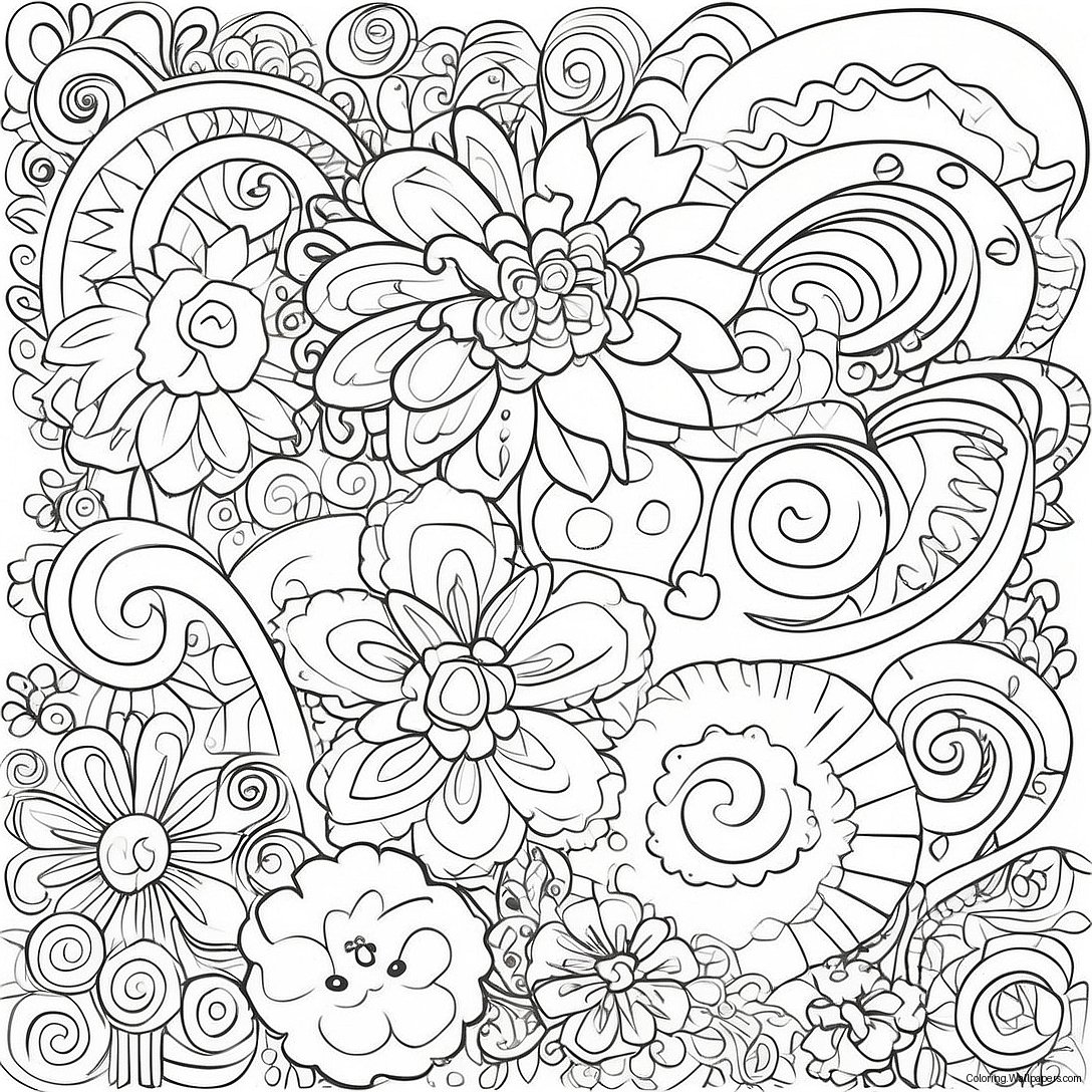 Pagina Da Colorare Divertente Con Motivo Doodle 58412