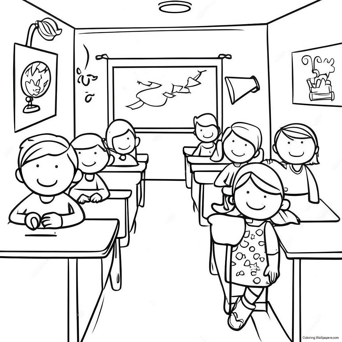 Fun Third Grade Classroom Coloring Page 12127