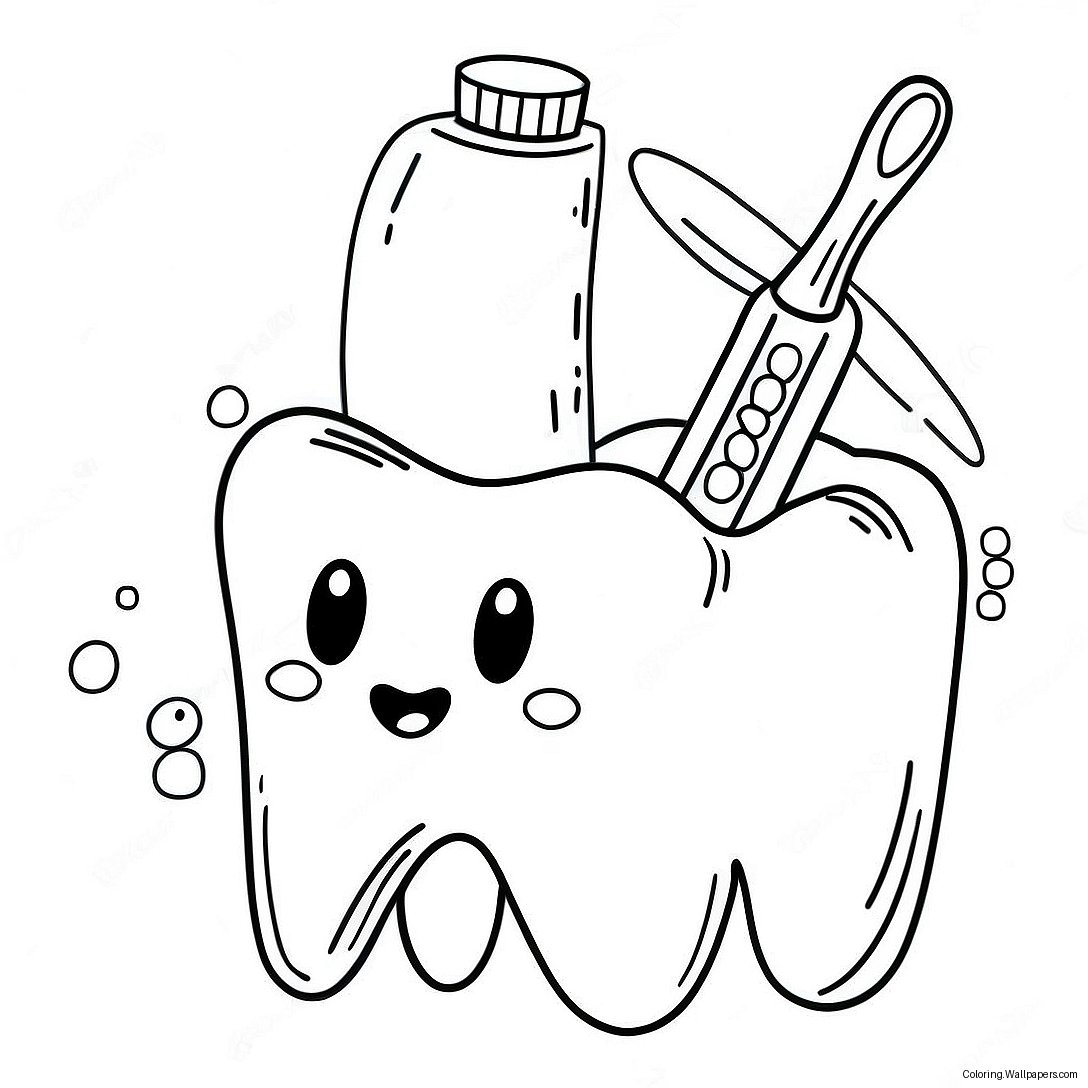 Fun Toothbrush And Tooth Coloring Page 56209