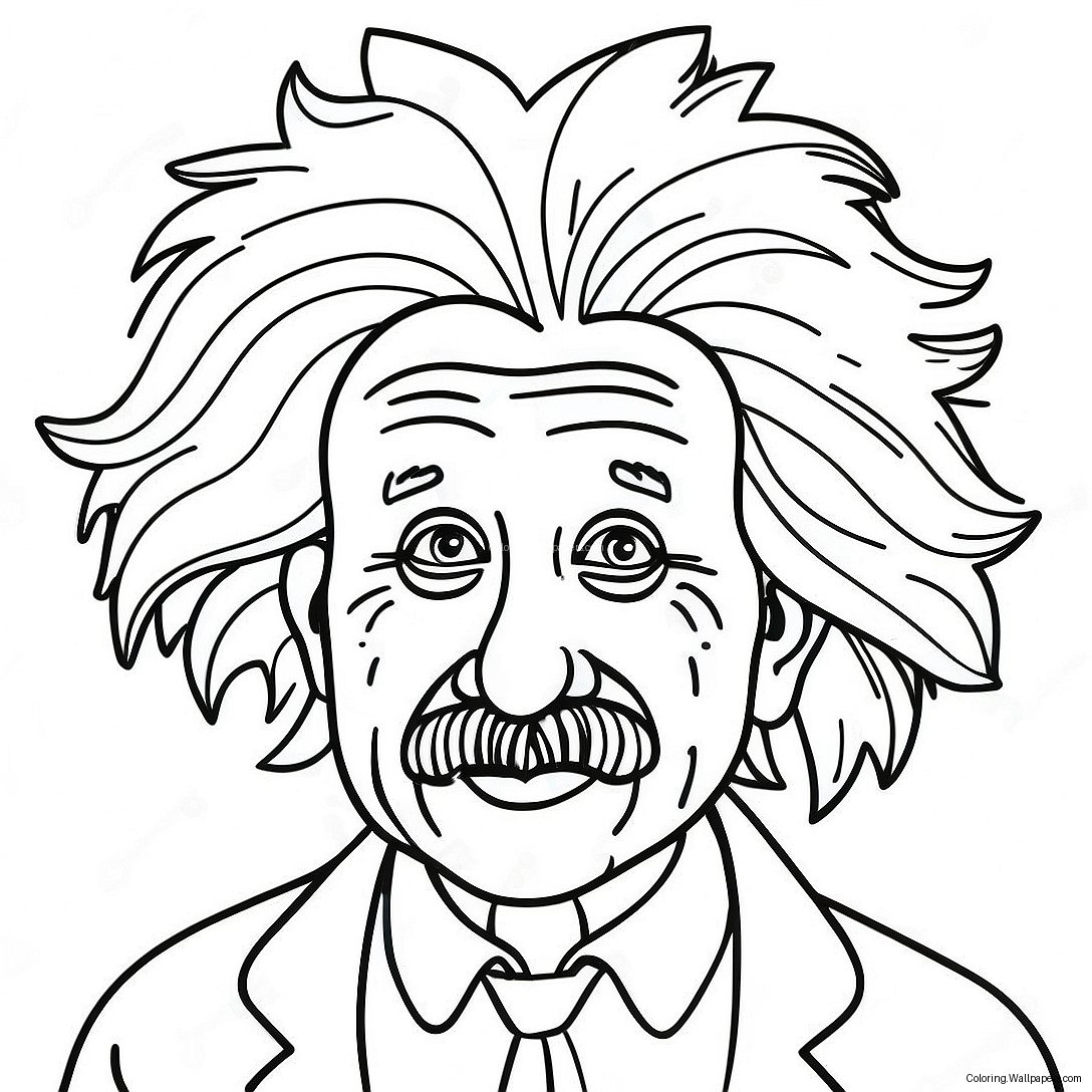 Funny Albert Einstein With Crazy Hair Coloring Page 57385