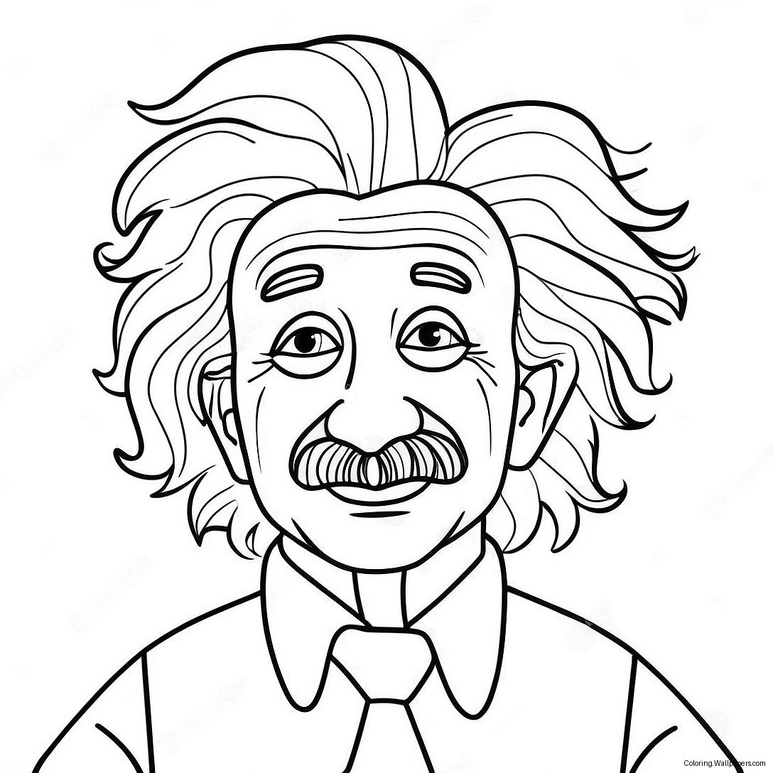 Funny Albert Einstein With Crazy Hair Coloring Page 57387