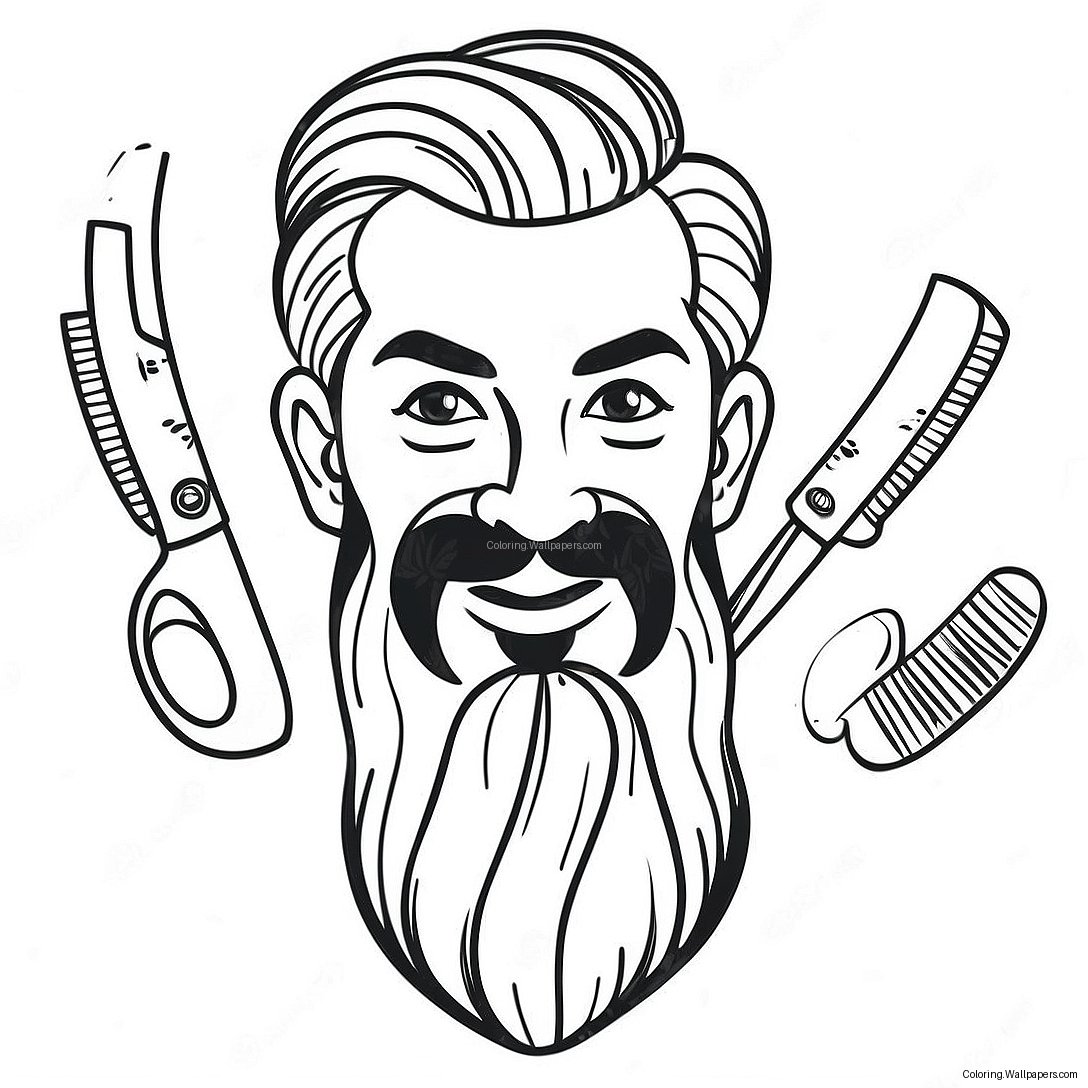 Funny Barber With Scissors Coloring Page 40274