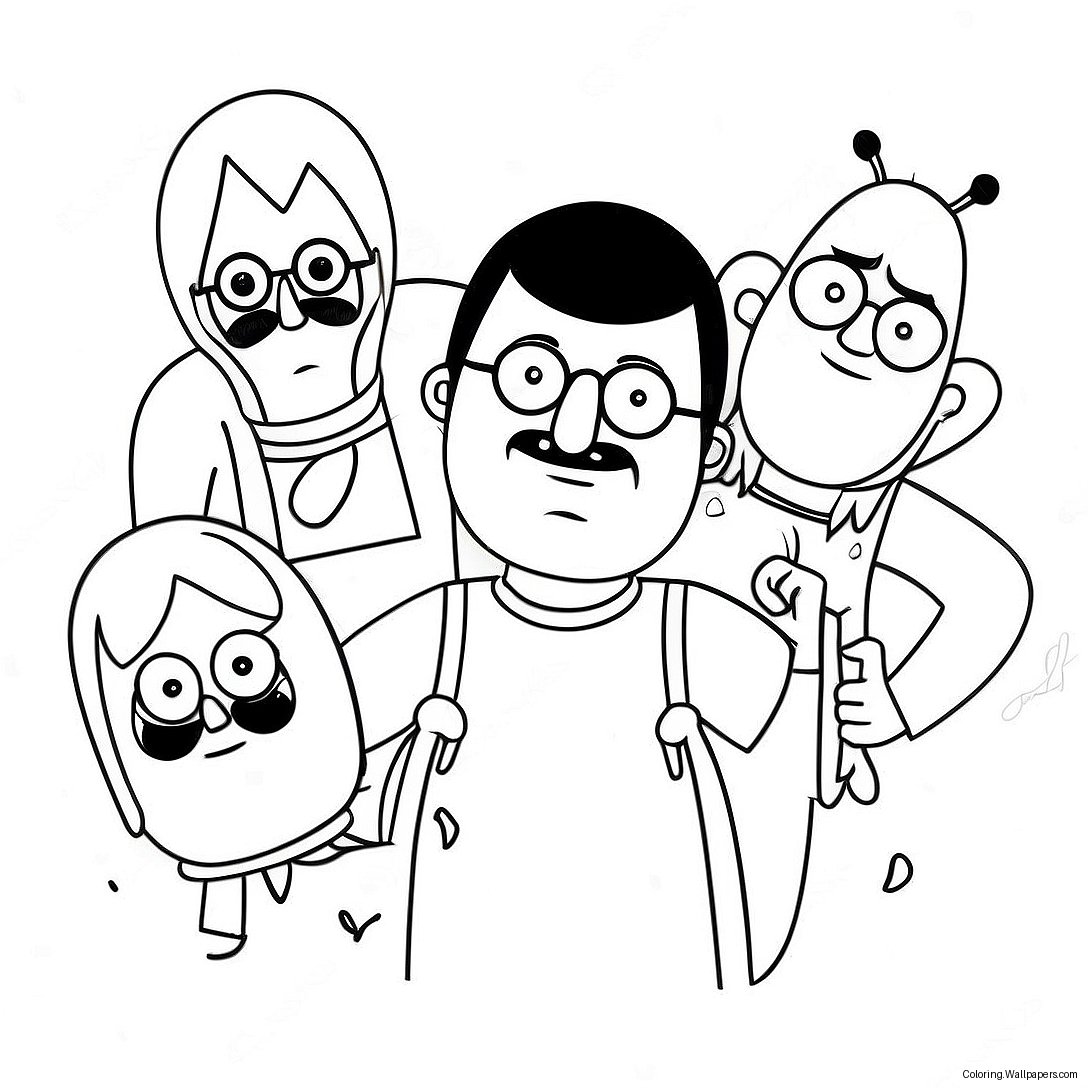 หน้าระบายสีตัวละครตลกจาก Bob's Burgers 2404