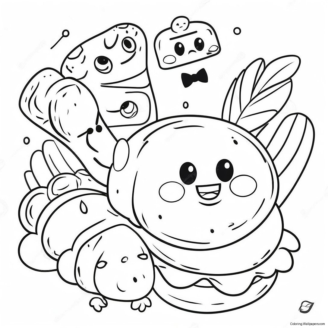 Funny Bread Characters Coloring Page 30789