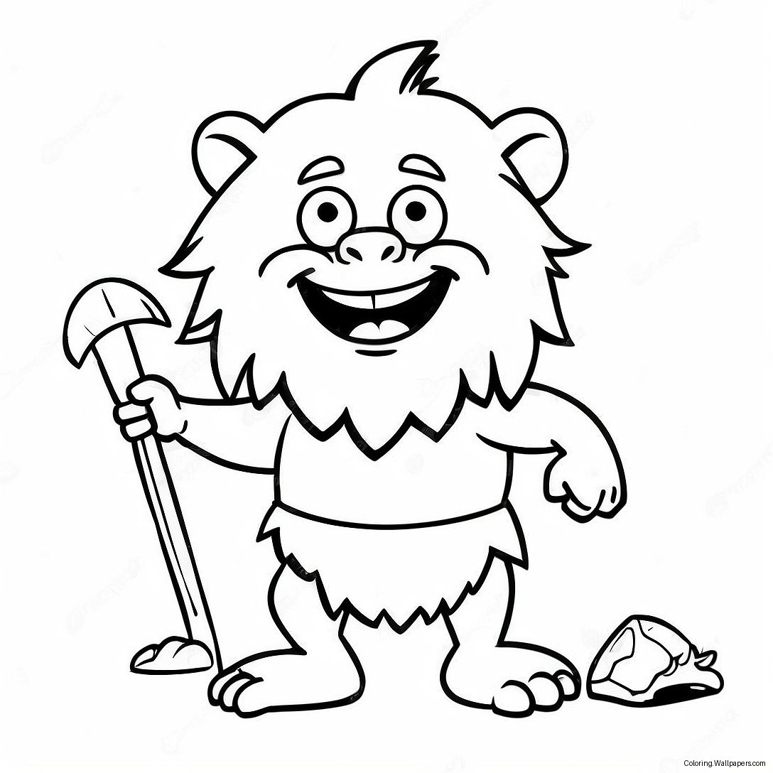 Funny Caveman With Club Coloring Page 58491