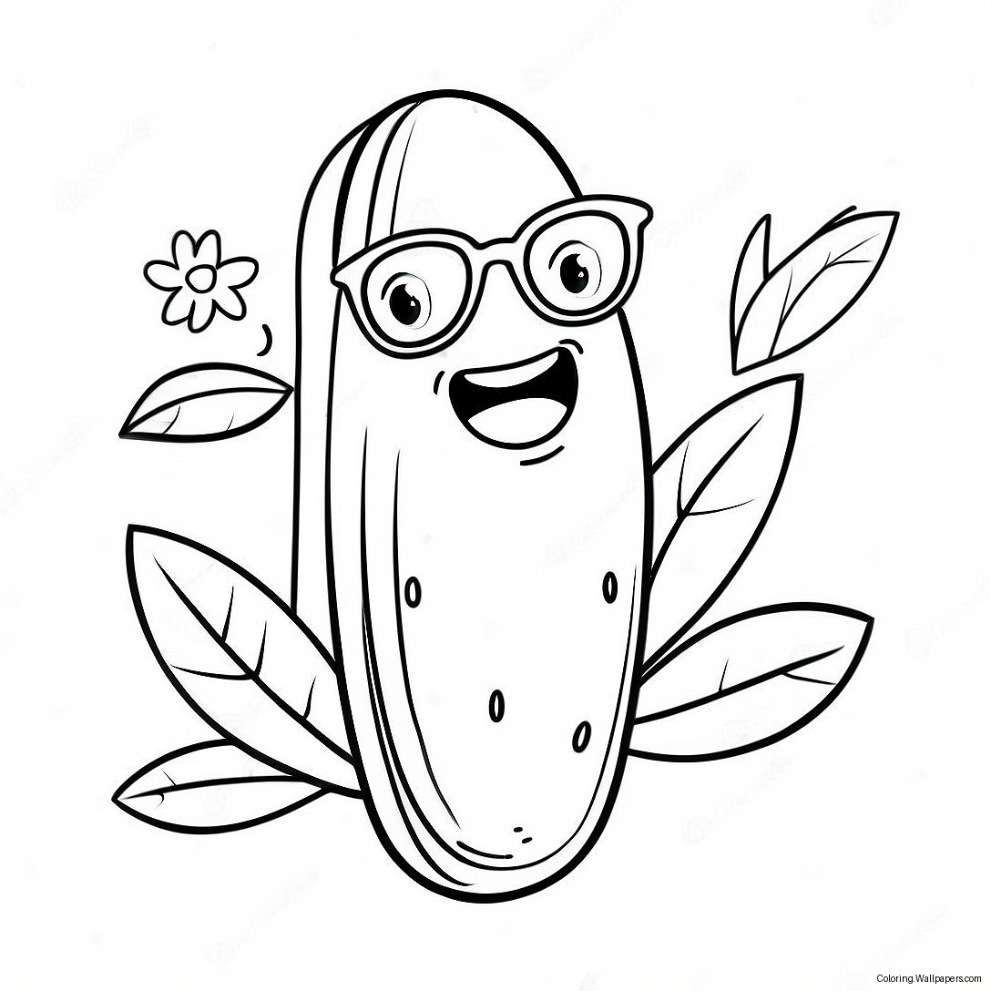 Funny Cucumber With Sunglasses Coloring Page 49671