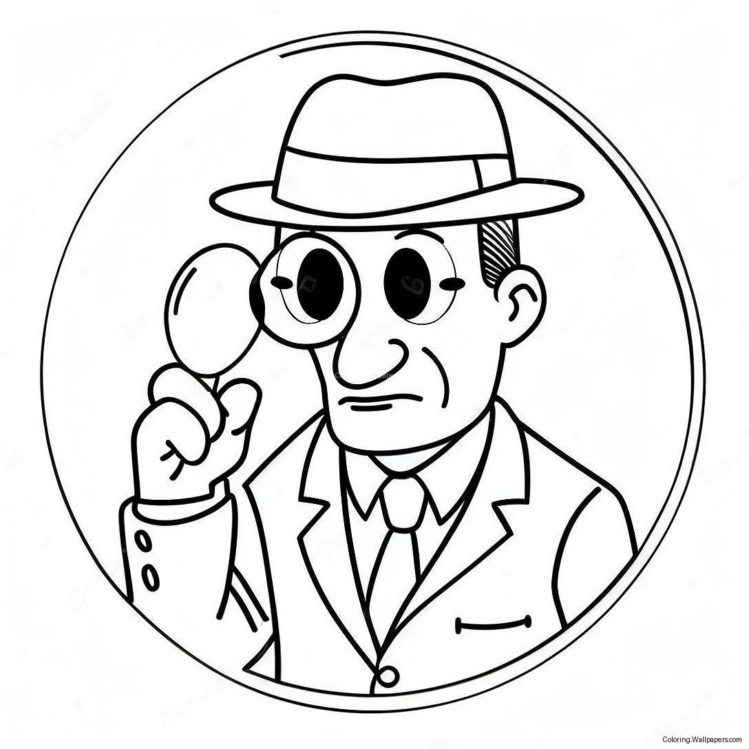 Funny Detective With Magnifying Glass Coloring Page 37040