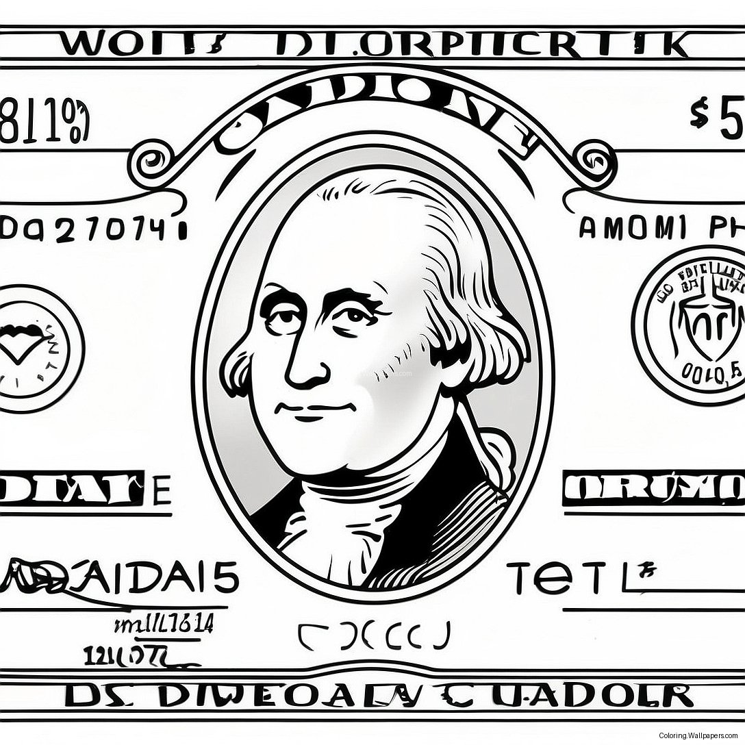 Funny Dollar Bill Coloring Page 48170