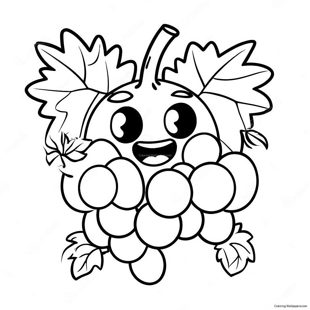 Funny Grapes With Faces Coloring Page 13595