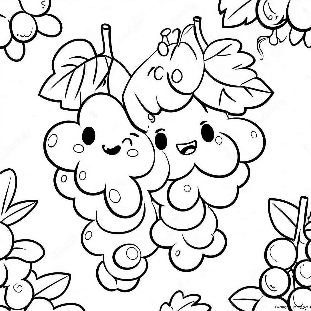 Funny Grapes With Faces Coloring Page 13596