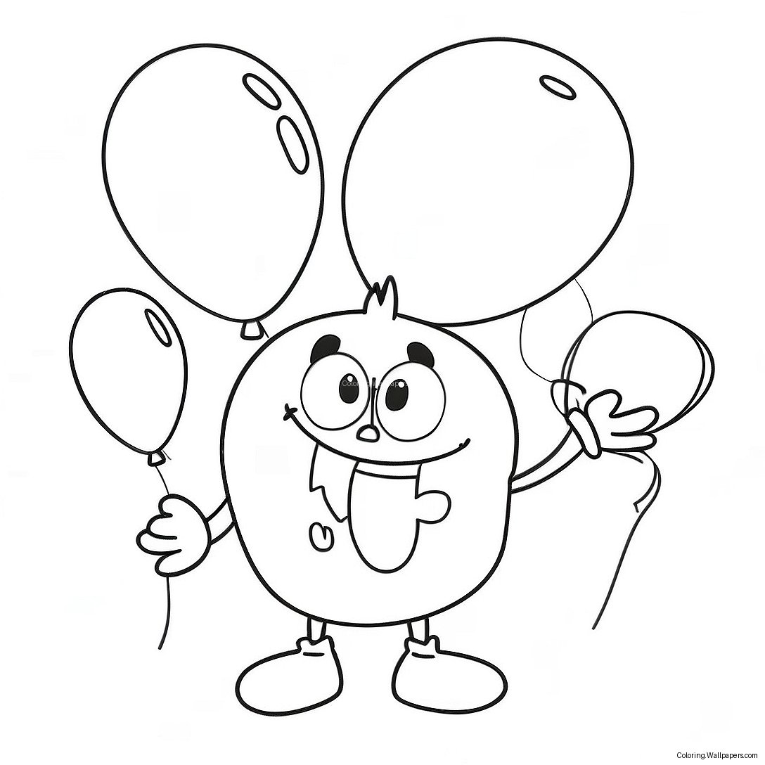 Grappige Mascotte Met Ballonnen Kleurplaat 29405