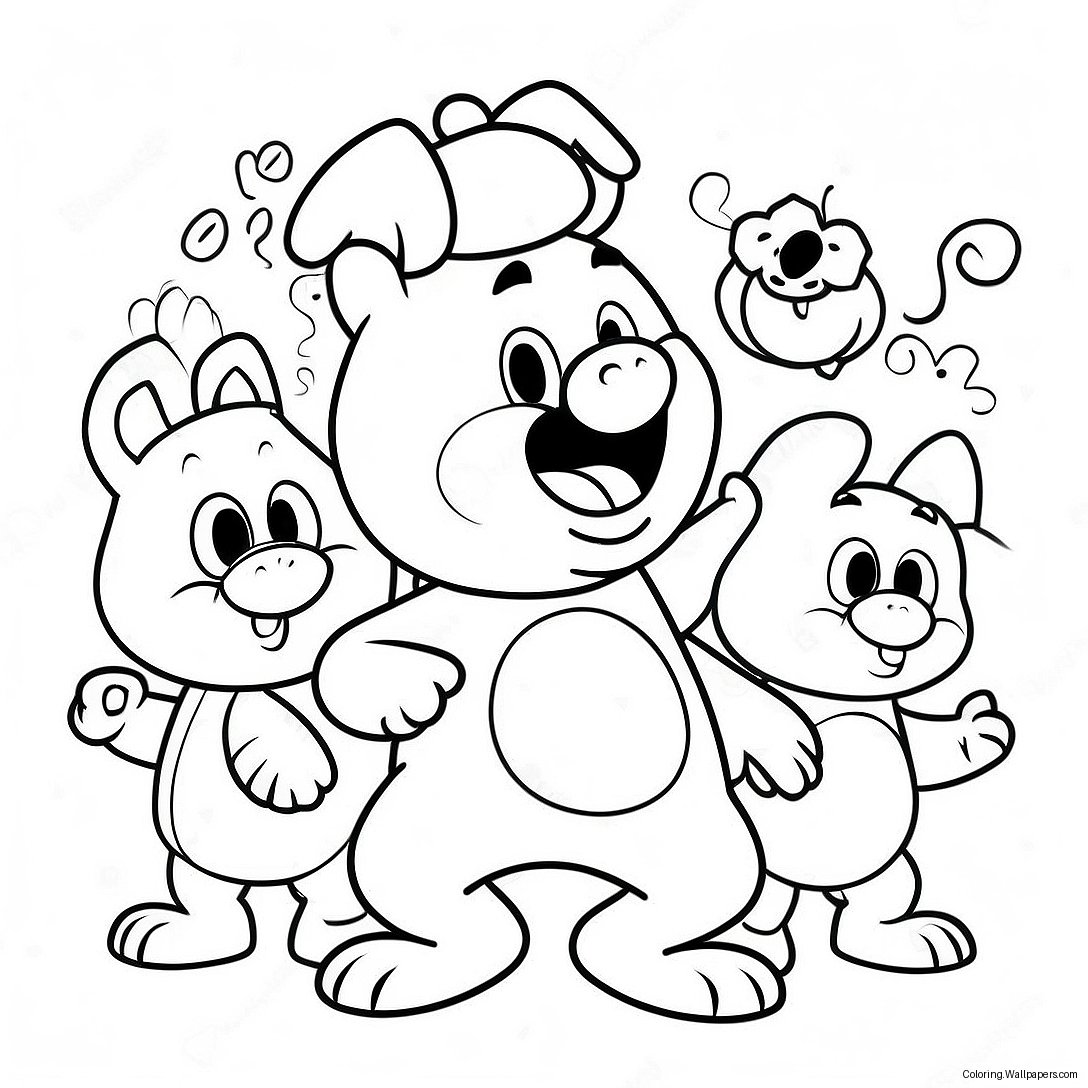 Funny Porky Pig With Friends Coloring Page 32145