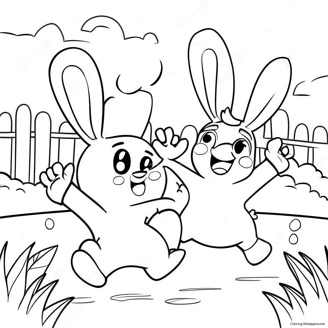 Funny Rabbids Playing In The Park Coloring Page 49245