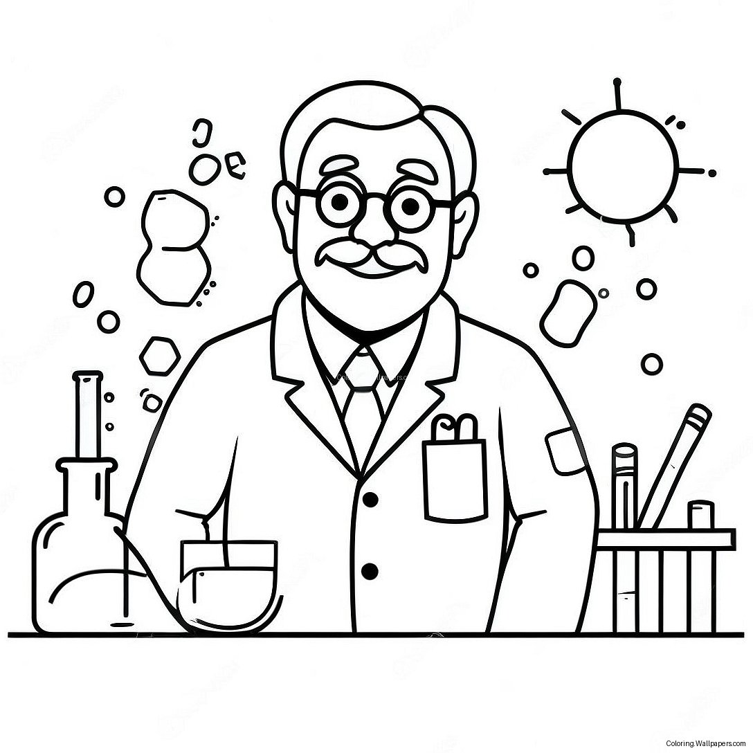 Lustiger Wissenschaftler Im Laborkittel Ausmalbild 21943