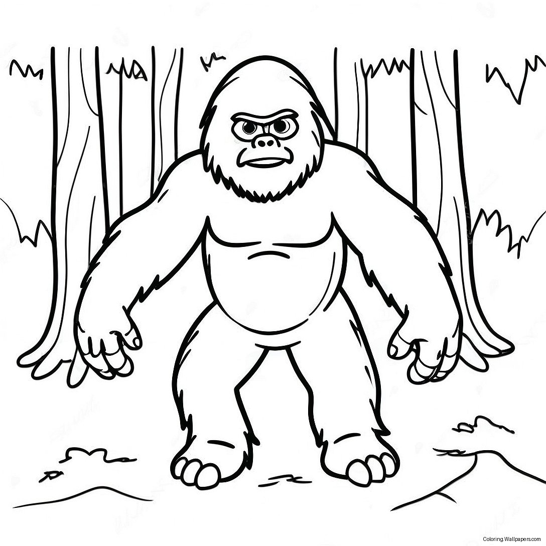 Lustiger Sneaky Sasquatch Im Wald Ausmalbild 57518