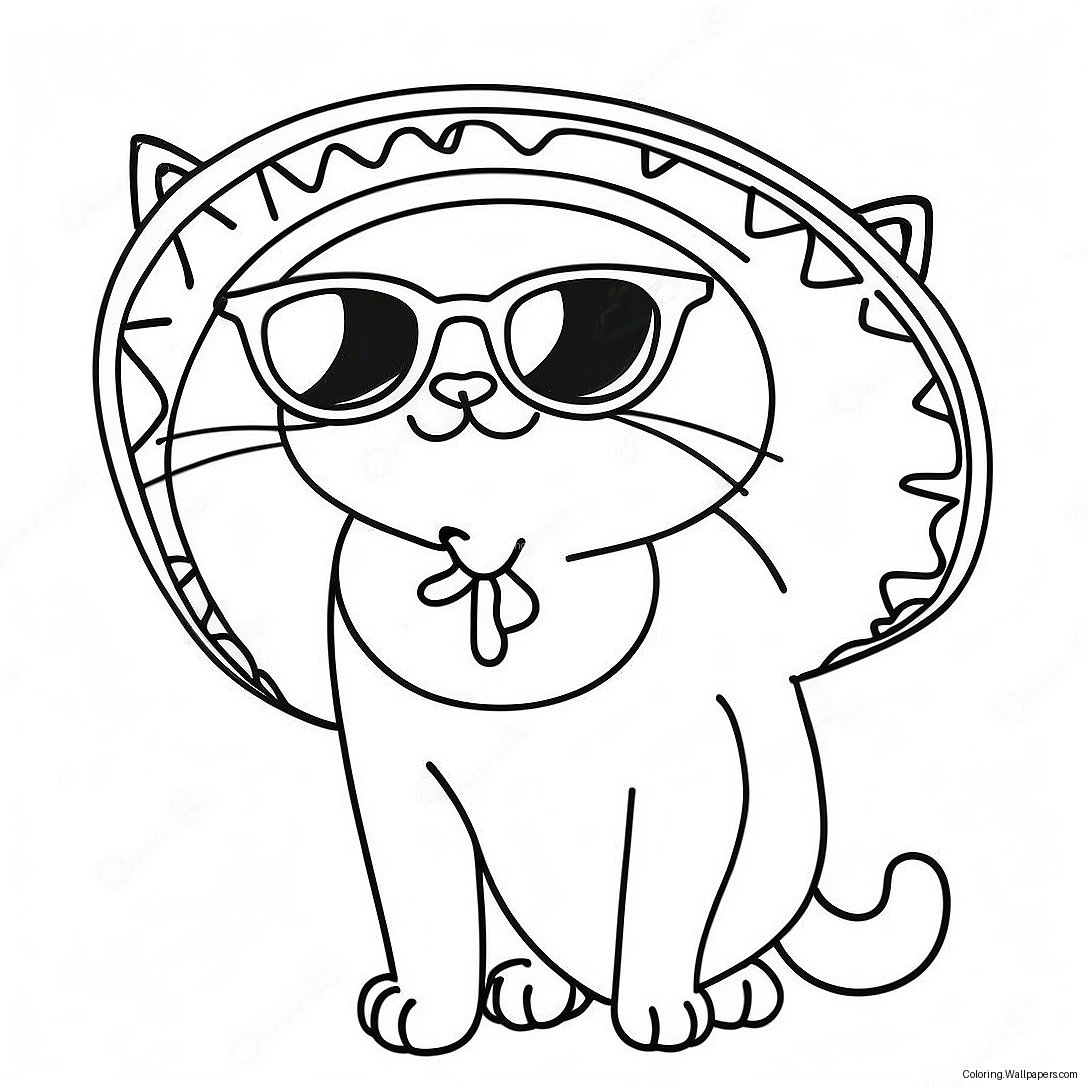 Funny Taco Cat With Sunglasses Coloring Page 33655