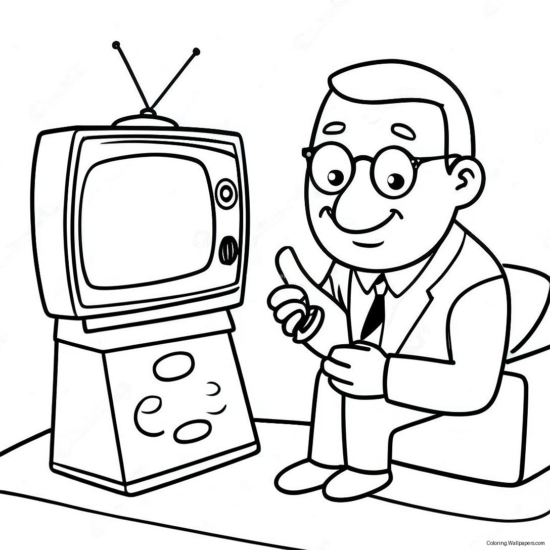 Funny Tv Man With Remote Coloring Page 15197