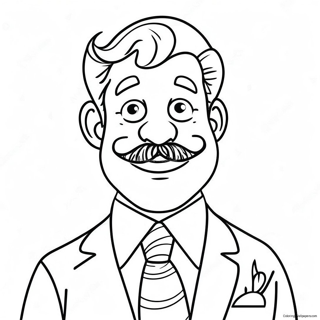 Funny Uncle With A Tie Coloring Page 52256