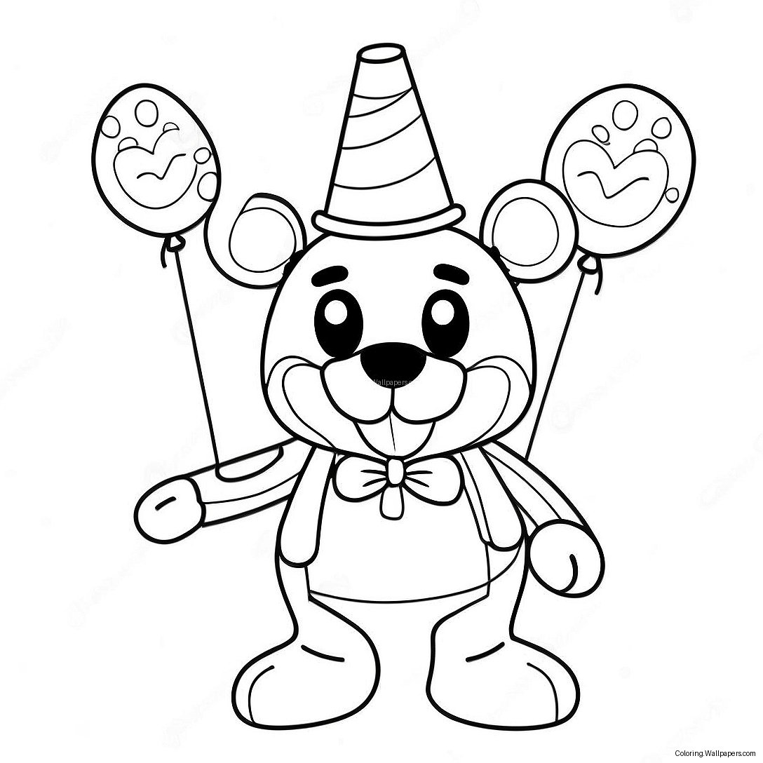 Página Para Colorir Do Funtime Freddy Com Balões Coloridos 13213