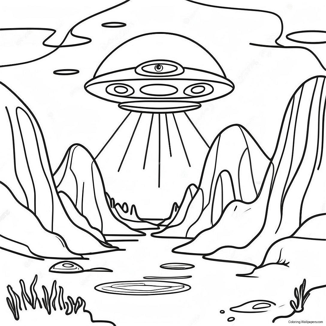 Page À Colorier De Paysage Extraterrestre Futuriste 53084