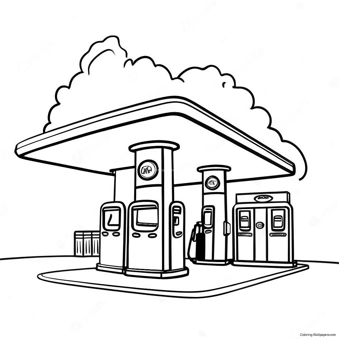 Gas Station Coloring Page 56845