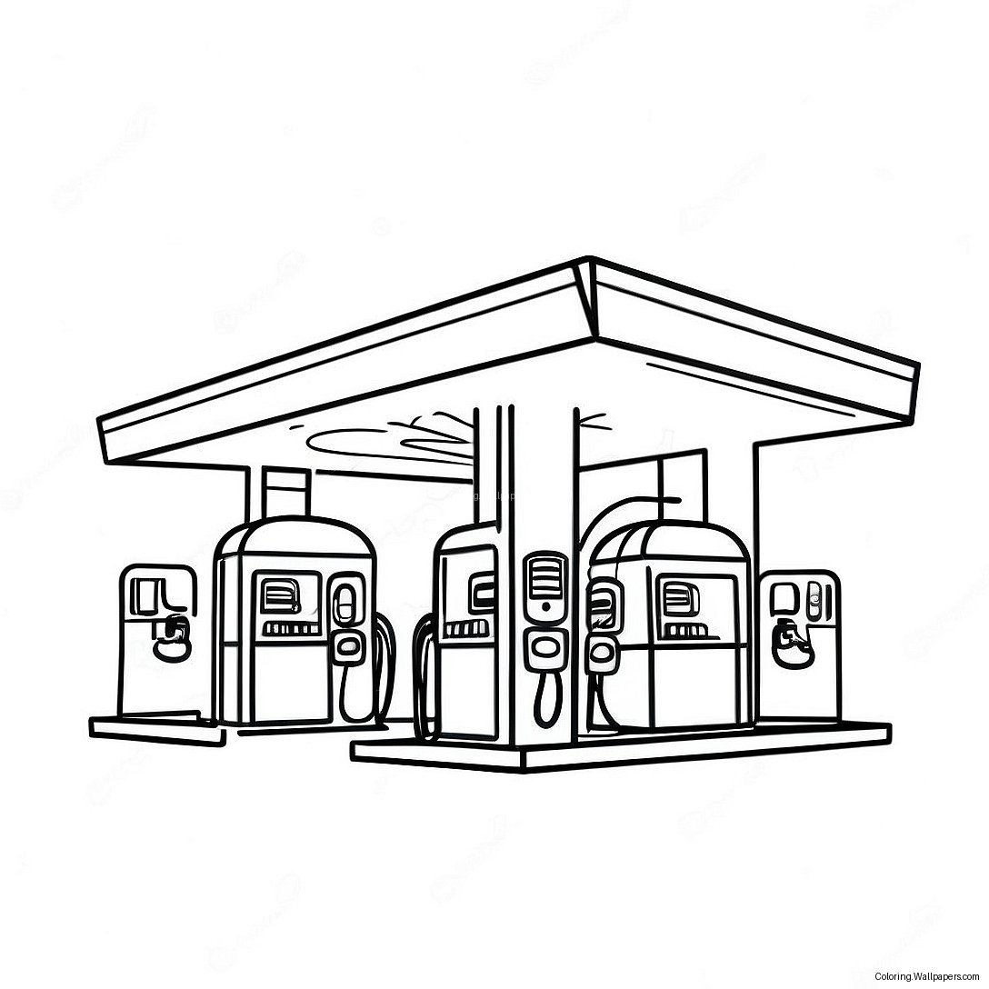 Gas Station Coloring Page 56847