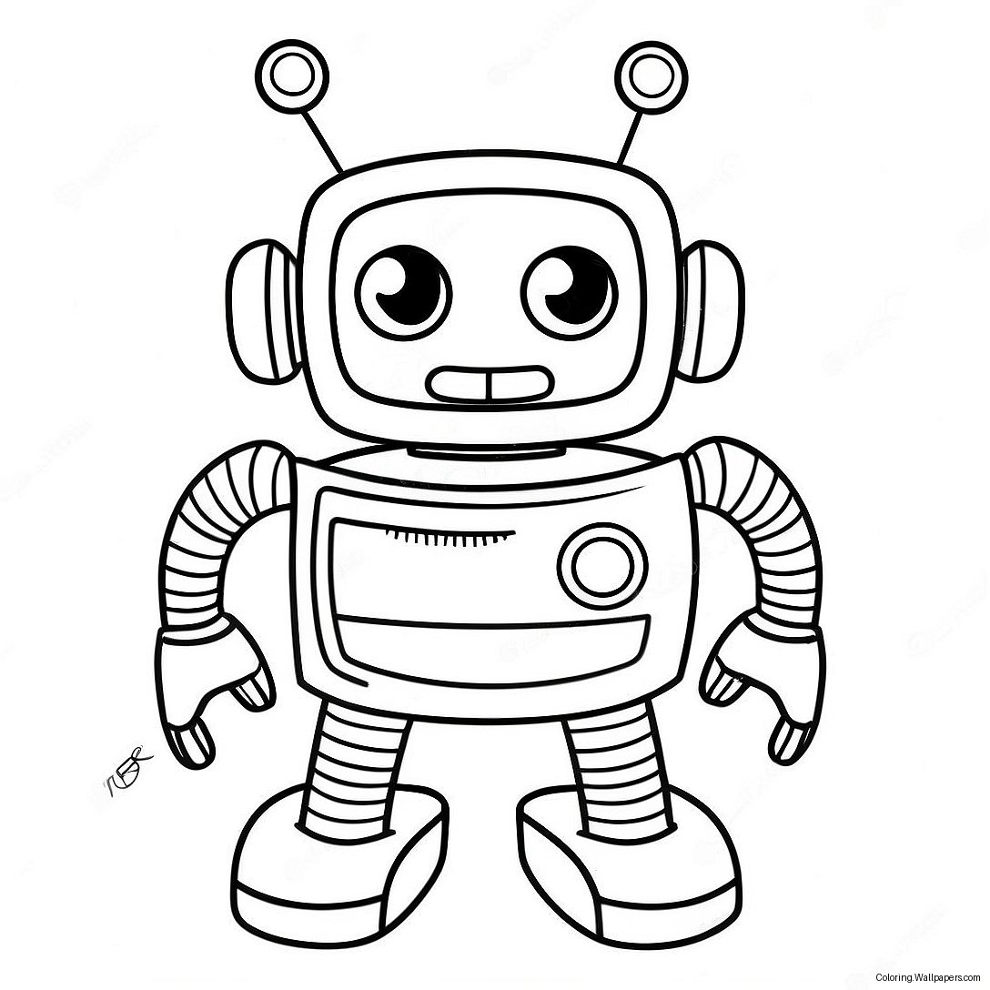 Geeky Robot Coloring Page 49123