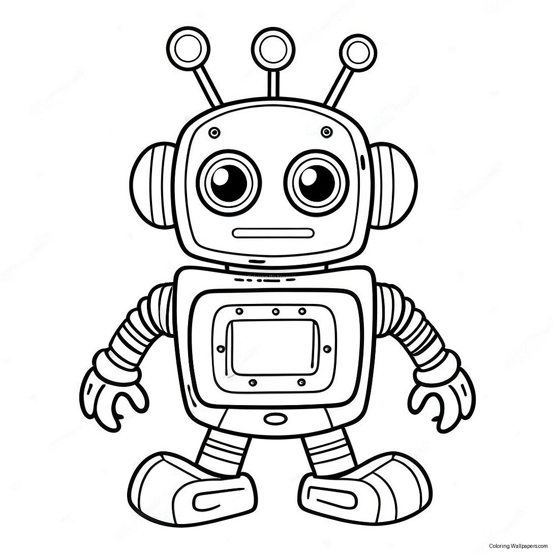 Geeky Robot Coloring Page 49124