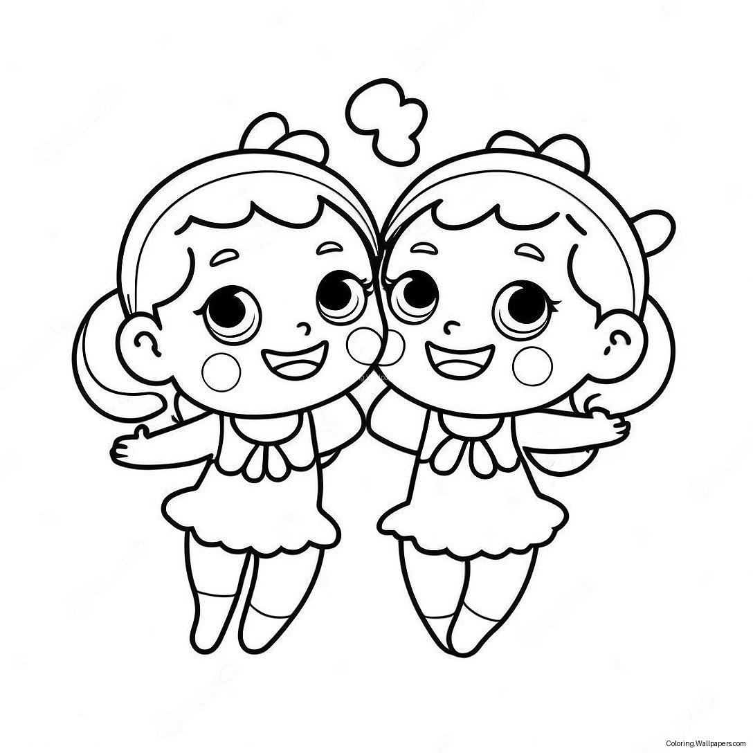 Gemini Twins In A Playful Scene Coloring Page 18917