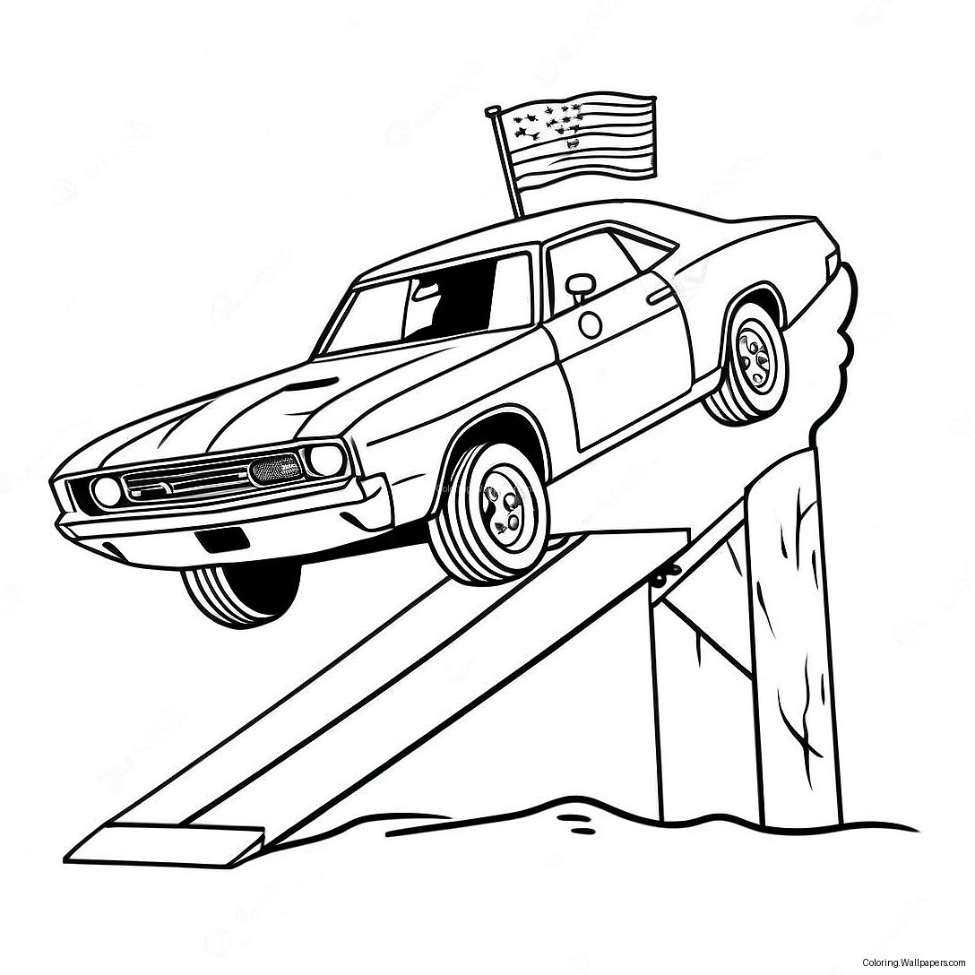 General Lee Jumping Over A Ramp Coloring Page 47457