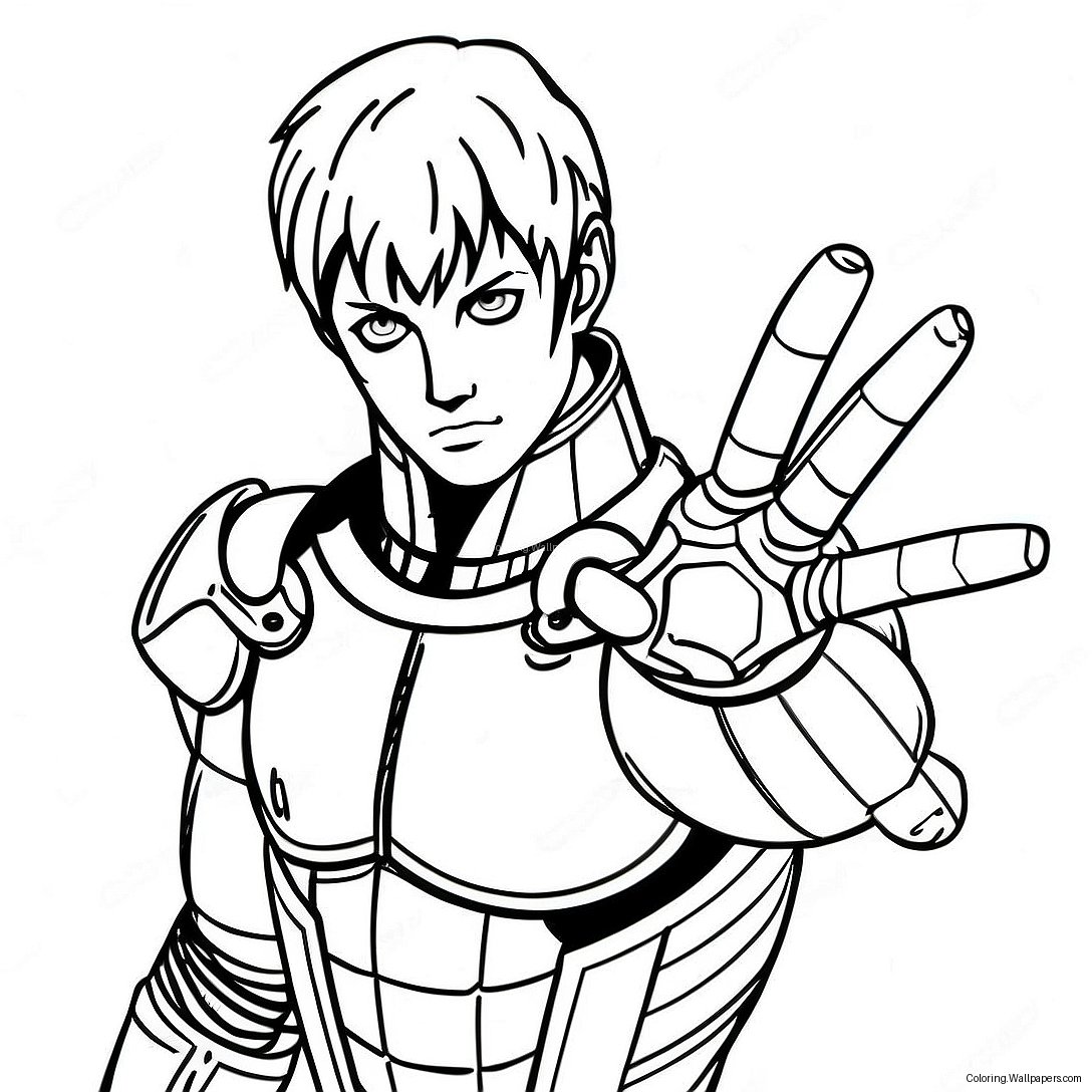 Genos In Battle Pose Coloring Page 40930