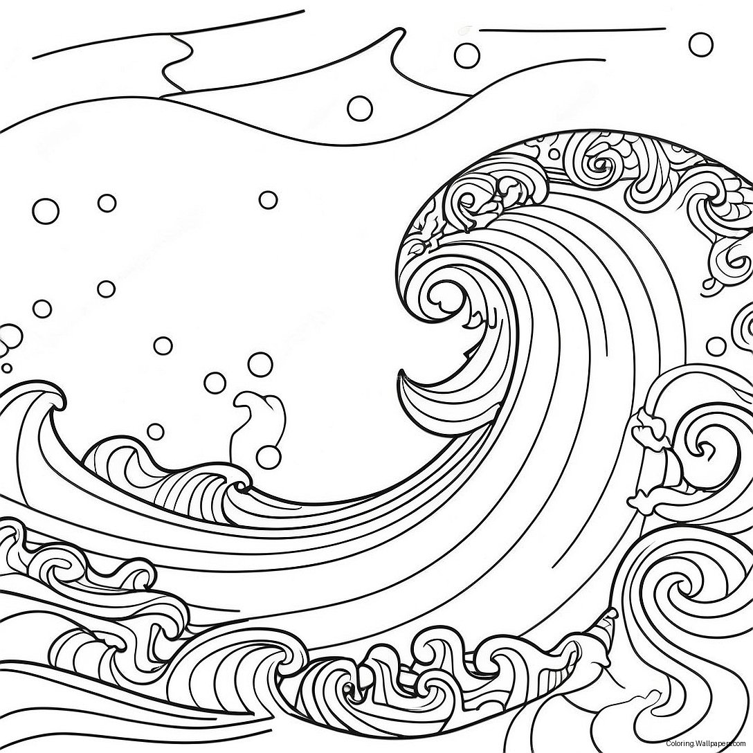 Gentle Ocean Waves Coloring Page 17074