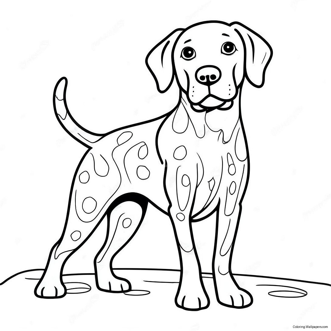 German Shorthaired Pointer Playing Fetch Coloring Page 51941