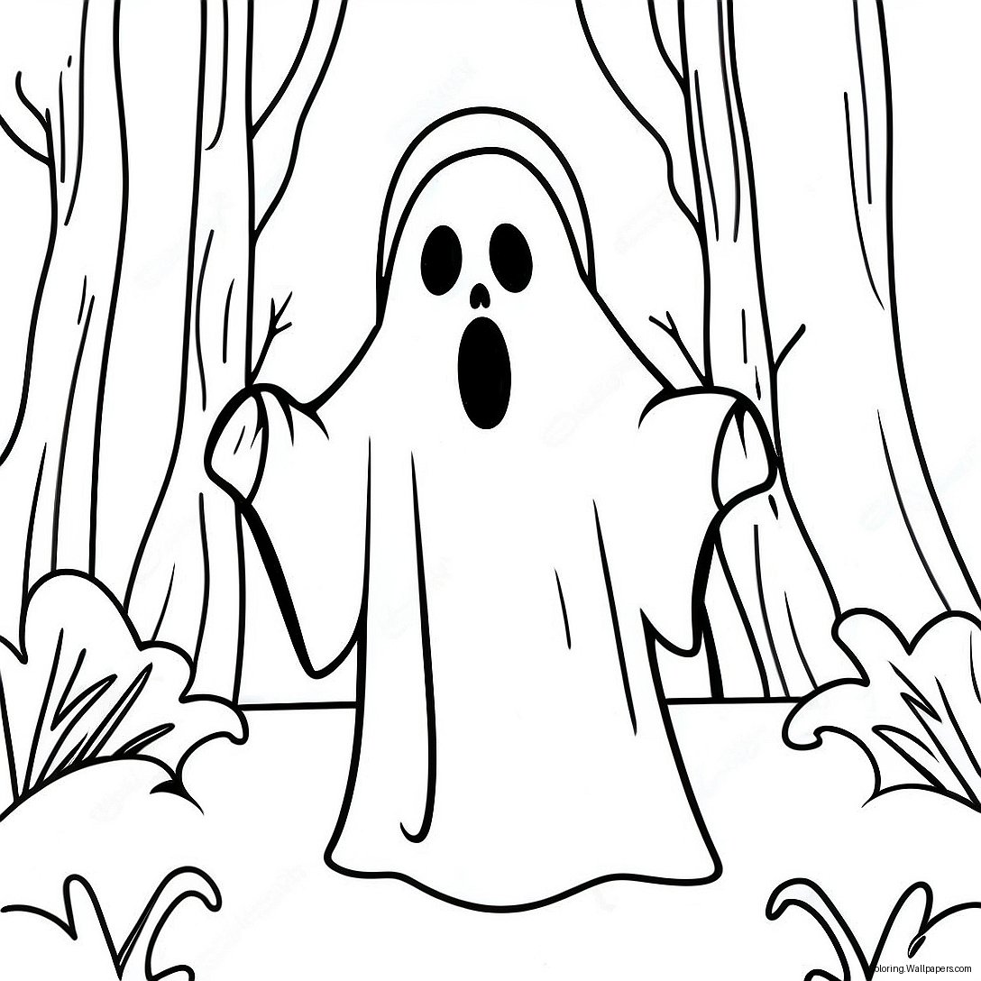 Página Para Colorir De Ghostface Em Uma Floresta Assustadora 647