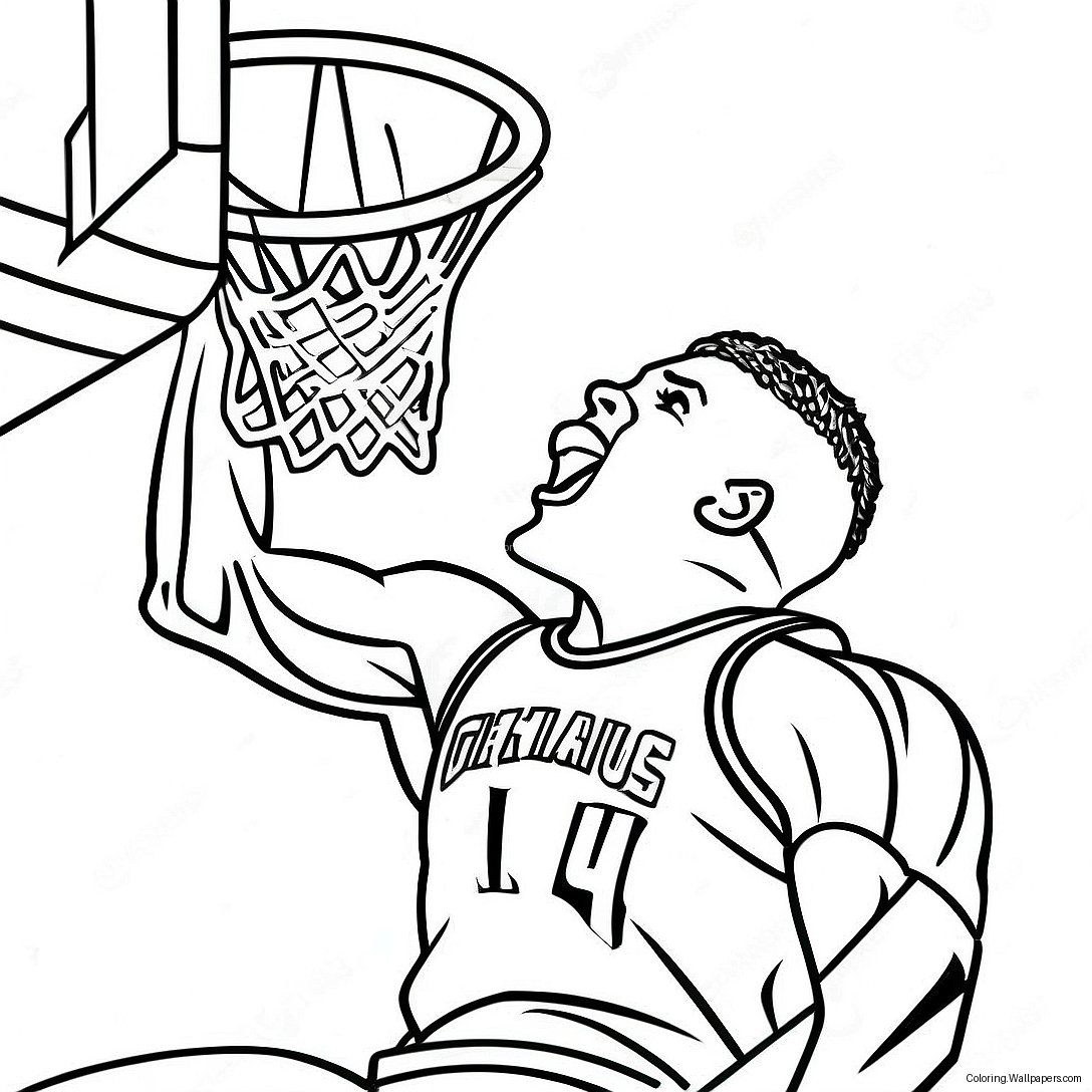 Giannis Dunking Basketball Coloring Page 8114