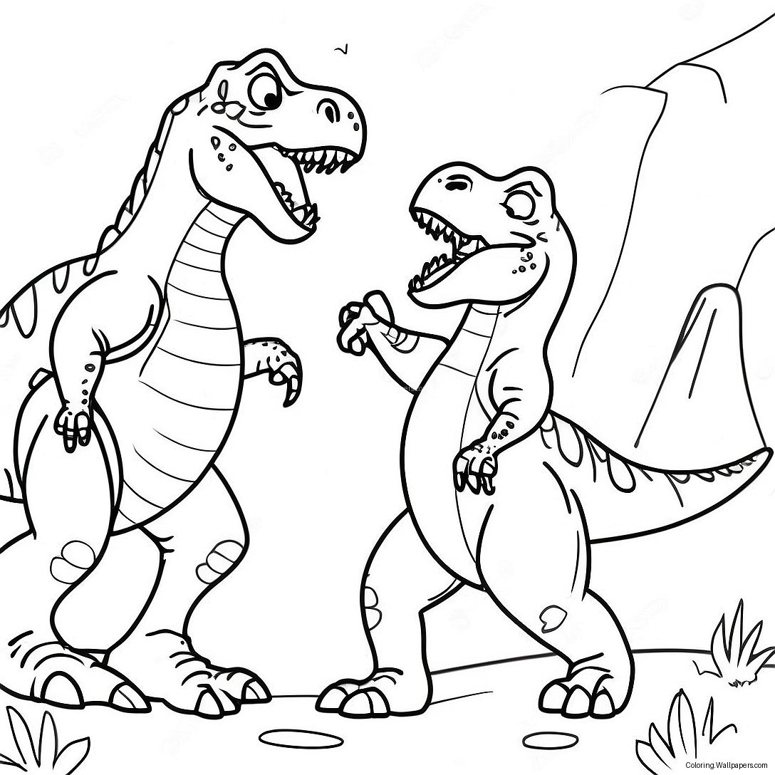 Giganotosaurus Vs T Rex Battle Coloring Page 38281