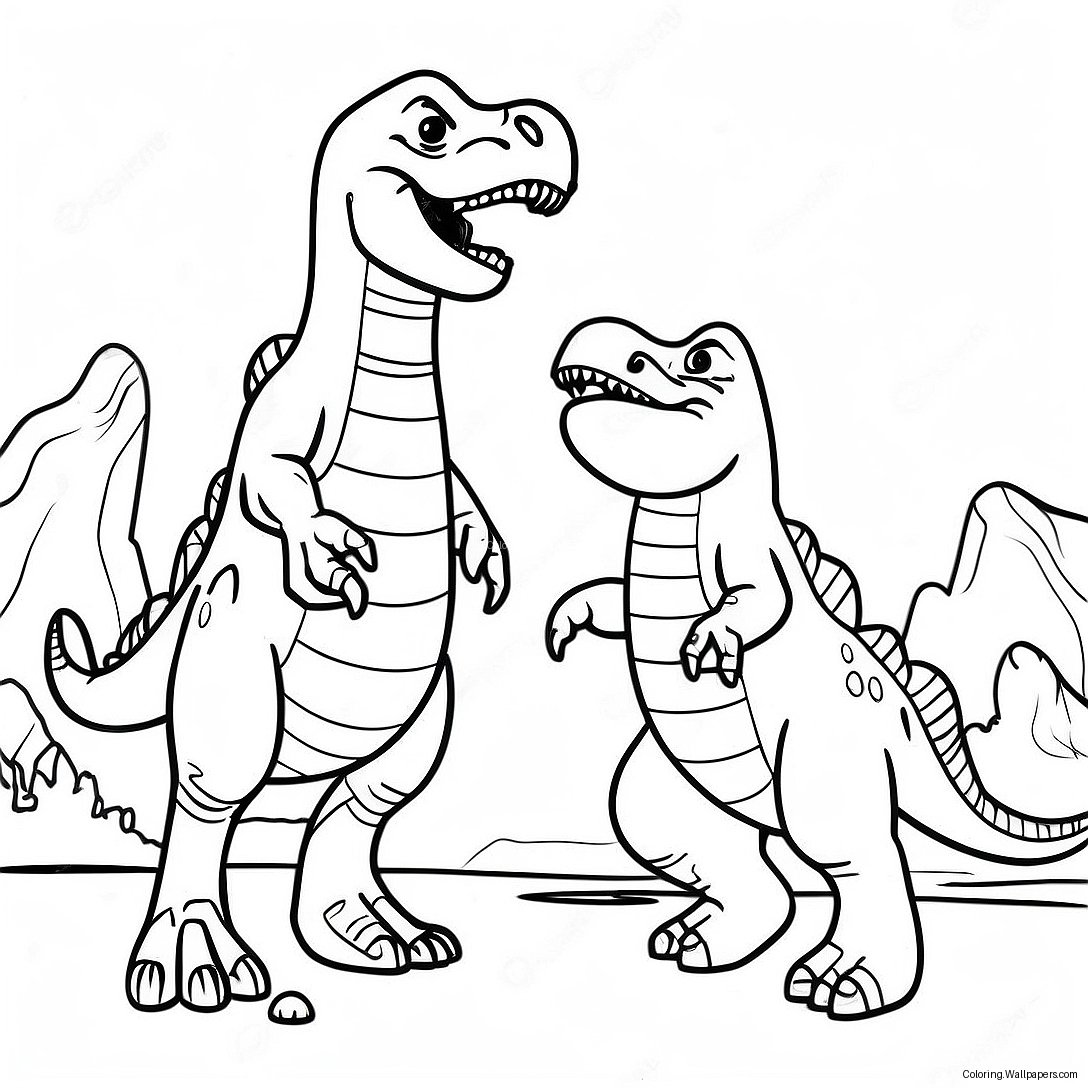 Giganotosaurus Vs T Rex Battle Coloring Page 38284