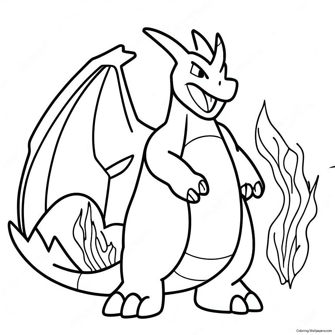 Page À Colorier De Charizard Gigantamax Crachant Du Feu 5284