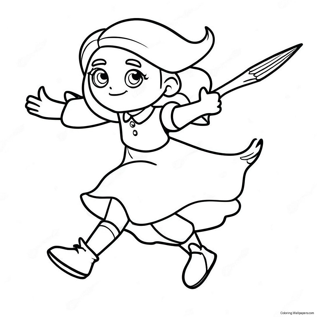 Ginny Weasley Flying On A Broom Coloring Page 37962