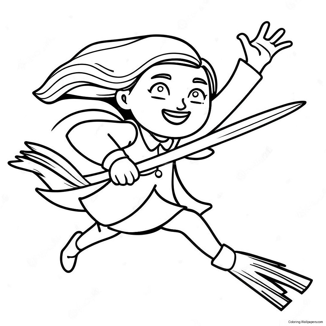 Ginny Weasley Flying On A Broom Coloring Page 37964