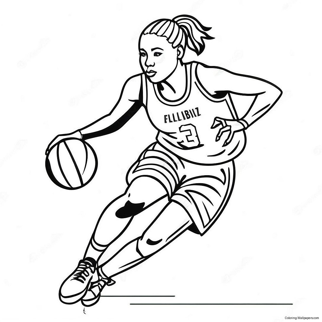 Página Para Colorir Da Menina Jogadora De Basquete Driblando 37827